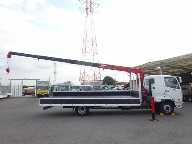 ファイター 　増トン　４段クレーン付　古河ユニック製　警報仕様　ラジコン付　７．７トン積載　ワイド幅　ベッド付　木製あおり３方開　超ワイド角足アウトリガ　２４０馬力（32枚目）