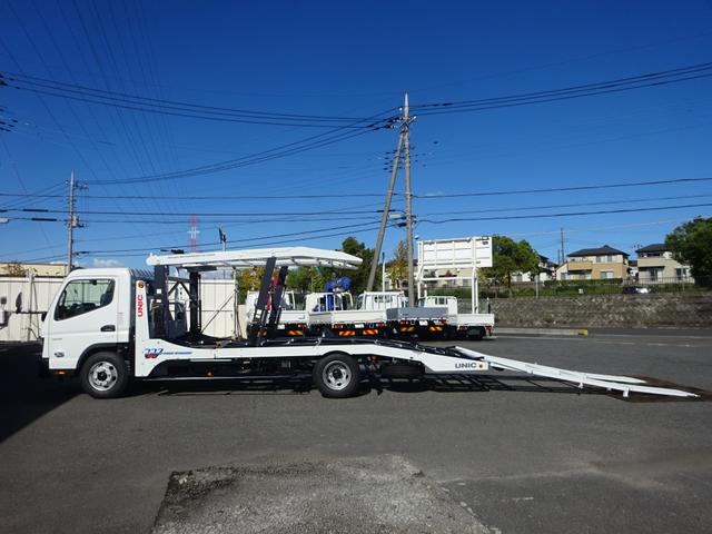 キャンター 2台積み積載車 古河ユニック製 3.5トン積載 スーパーツインキャリアネオ ラジコン ウインチ付 ワイド幅 超ロング 高床 175馬力 油圧式リアゲート(6枚目)