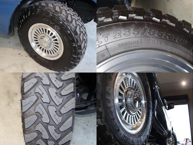 ランドクルーザー１００ ＶＸリミテッド　Ｇセレクション　再販７０純正ブルー　グレードＧセレクション　サンルーフ　丸目ヘッドライト換装　ＤＥＡＮ　カリフォルニアホイール　オープンカントリー２３５／８５／１６ＭＴ　ｃａｒｒｏｚｚｅｒｉａ７インチフルセグナビ搭載（19枚目）