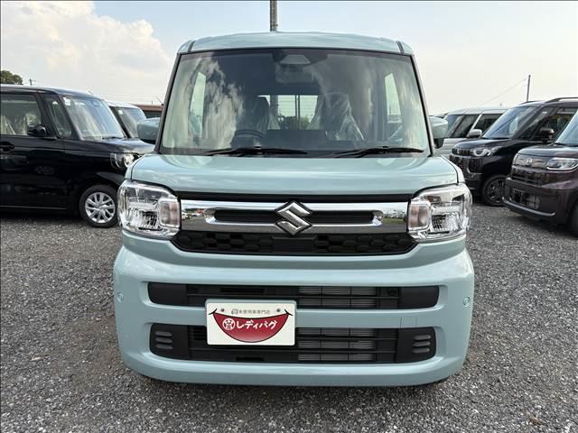 スペーシア ハイブリッドG 届出済未使用車 スズキセーフティサポート 横滑り防止装置 両側スライドドア オートエアコン オートライト プッシュスタート スマートキー パワーウインドウ アイドリングストップ 禁煙車 修復歴無(5枚目)