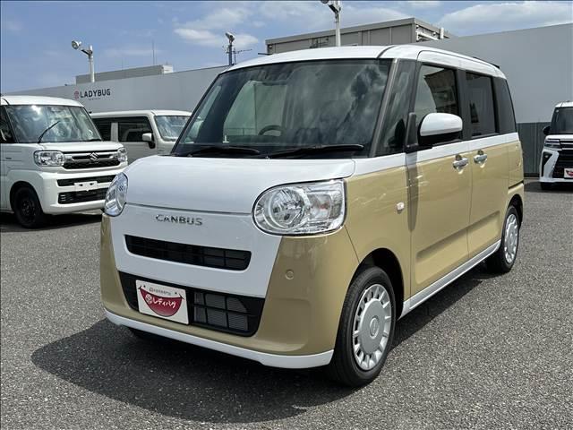ムーヴキャンバス ストライプスＸ　届出済未使用車　両側電動スライドドア　衝突軽減ブレーキシステム　アイドリングストップ　コーナーセンサー　パーキングセンサー　オートエアコン　スマートキー　禁煙車　パワーステアリング　修復歴無（5枚目）