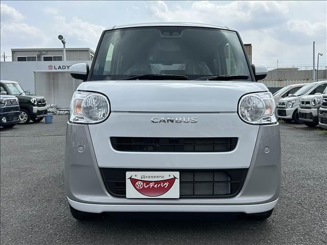 ムーヴキャンバス ストライプスＸ　届出済未使用車　両側電動スライドドア　衝突軽減ブレーキシステム　アイドリングストップ　コーナーセンサー　パーキングセンサー　オートエアコン　スマートキー　禁煙車　パワーステアリング　修復歴無（5枚目）