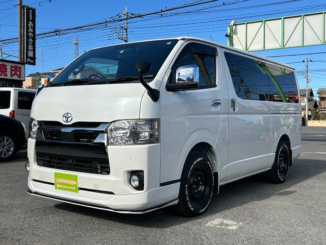 ハイエースバン スーパーGL ダークプライムII 1年保証付き 禁煙車 ディーゼルターボ トヨタセーフティセンス パノラミックビューモニター AC100V ナビTV ETC バックカメラ Bluetooth接続 Wエアコン LEDヘッドライト エアロ(3枚目)