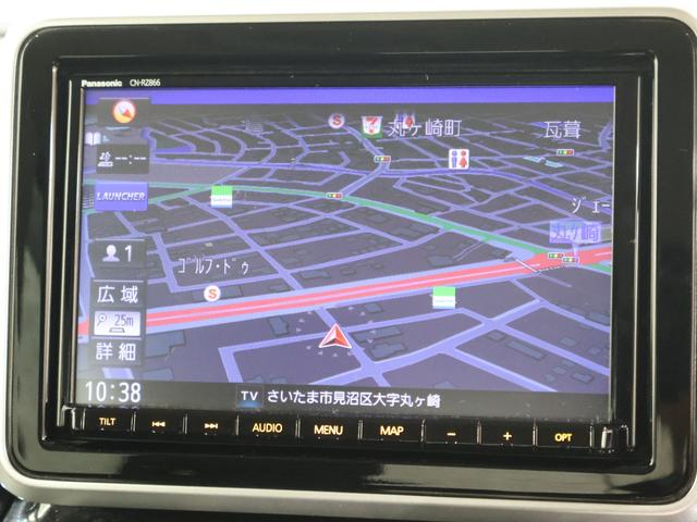 スペーシアカスタム ハイブリッドＸＳターボ　社外ナビ　マルチビューカメラ　両側パワースライドドア　パーキングセンサー　踏み間違い防止　車線逸脱警報　横滑り防止　シートヒーター　ＥＴＣ　ＬＥＤライト　フォグ　両自動ドア　前後誤発進抑制機能　ＡＣ（3枚目）