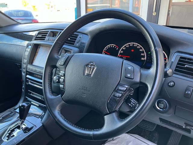 クラウン アスリート 黒本革シート HDDナビ バックモニター CD MD MSV ドラレコ スマートキー ETC クルーズコントロール HID フォグ 18インチAW MTモード付6速AT TRC AVS 後期型(7枚目)