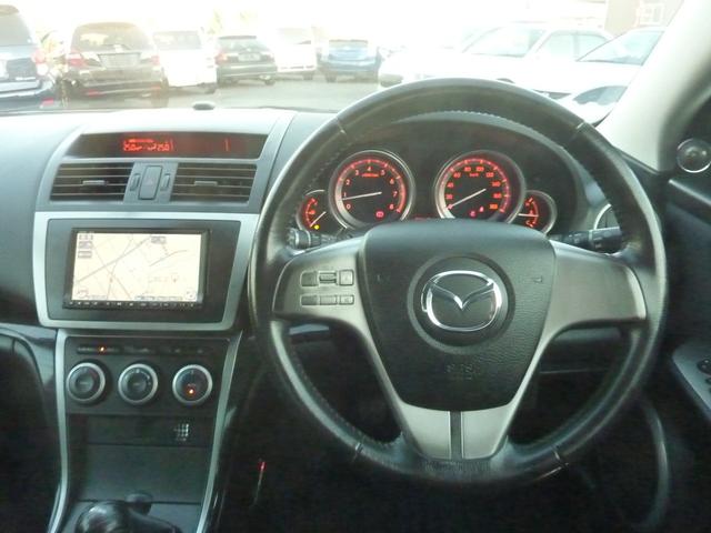 アテンザスポーツ 25S 6速MT ワークエモーション17インチアルミ ローダウン 純正クラリオンHDDナビ BLUETOOTHオーディオ アドバンストキー HID フォグ 実走行77,413km 1年保証付(7枚目)