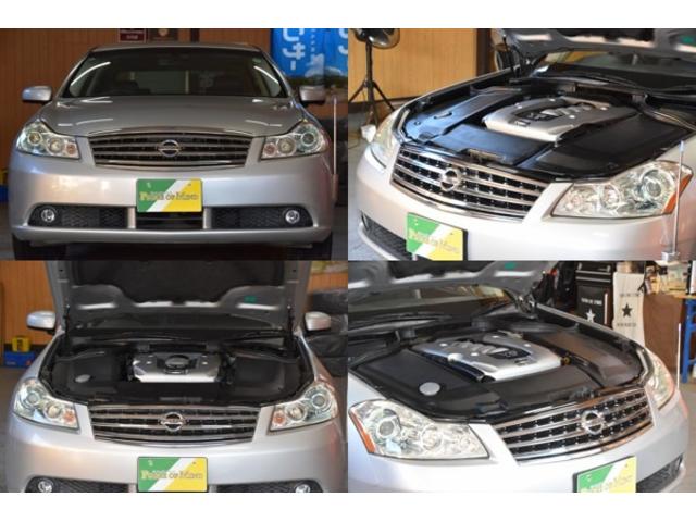 フーガ ４５０ＧＴ　車検整備付き　ＨＩＤ　スマキー２　ＥＴＣ　４５００ｃｃ　黒本革シート　純正１８ＡＷ　純ナビ　サイド　バックカメラ　タイチェン　革巻きハンドル（20枚目）