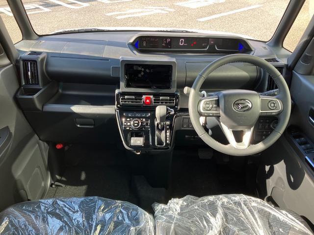 タント カスタムRSリミテッド 届出済未使用車 ターボ 衝突被害軽減 ETC 前席シートヒーター スマートキ クリアランスソナー レーダークルーズコントロール LEDライト 両側電動スライドドア アイドリングストップ 電動格納ミラー(5枚目)