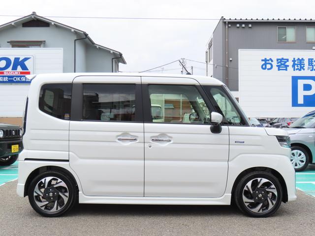 スペーシアカスタム カスタム　ＨＹＢＲＩＤ　ＸＳターボ　雹害車の為現車確認必須　ナビ　全方位カメラ　デモカー使用車　スズキコネクト対応車　アダプティブクルーズコントロール　衝突被害軽減ブレーキサポートシステム　デュアルセンサーブレーキサポート２　低速時ブレーキサポート（53枚目）
