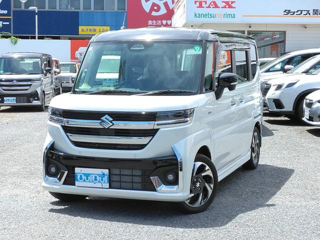 スペーシアカスタム ハイブリッドＸＳターボ　４ＷＤ　全周囲カメラ　両側電動スライドドア　ナビ　ＴＶ　クリアランスソナー　オートクルーズコントロール　レーンアシスト　衝突被害軽減システム　オートライト　ＬＥＤヘッドランプ　スマートキー（2枚目）