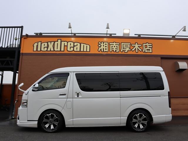 ハイエースワゴン ＧＬ　パールホワイト　ＬＥＤヘッドライト　ヴァレンティ：テールランプ　フロントリップスポイラー　１７インチアルミホイール＆ＴＯＹＯ　Ｈ２０タイヤ　ローダウン　フルセグ地デジナビ　フリップダウンモニター（18枚目）