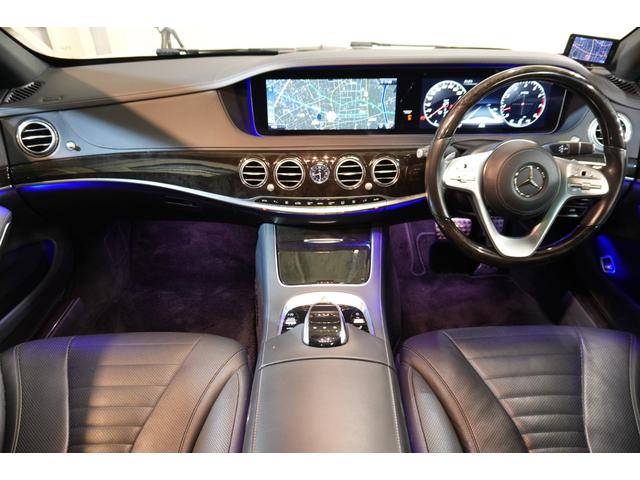 Sクラス S560ロング AMGライン プラス レザーEXCPKG 後期 黒革 ヒーター&クーラー リラクゼーション機能 SR 純正ナビ フルセグTV CarPlay Burmester HUD AMGエアロ&20AW 2年保証(4枚目)