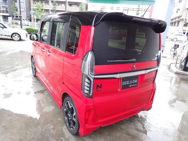 N-BOXカスタム G・EXターボホンダセンシング 24ヵ月保証 SDナビ バックカメラ レーダークルーズ ETC コーナーセンサー 車線逸脱防止 オートライト スマートキー LEDライト 両側電動スライドドア 純正15インチAW(13枚目)