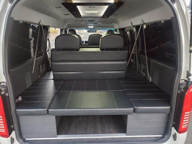 ハイエースワゴン GL 車検整備付 キーレス プッシュスタート 電格ミラー CD DVD再生 TV ナビ ETC バックカメラ リアモニター アルミ ローダウン 車高調 クルコン エアロ フルフラット ACコンセント(28枚目)