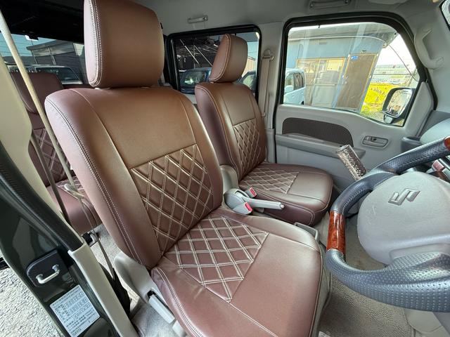 エブリイ ジョインターボ　５ＭＴ　ＢＬＩＴＺ車高調　荷室フローリング仕様　デイトナ１４インチＷ　社外インナーブラックヘッドライト　社外テール　ロッソモデロ２本出しマフラー　レザー調シートカバー　ルーフ用ネットラック（42枚目）