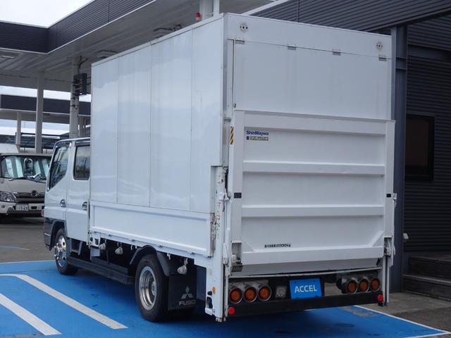 キャンター 　積載２ｔ　ダブルキャブ　６人乗り　５ＭＴ　新明和　垂直パワーゲート　ＰＧ　昇降能力８００ｋｇ　荷台長３１２幅１６９高１９９　原動機４Ｍ４２　ディーゼルターボ　ＮＯｘ・ＰＭ適合（10枚目）