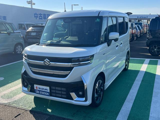 スペーシアカスタム HYBRID XS 全方位モニター付きナビ スズキコネクト スズキコネクト対応車 バックカメラ オートライト Bluetooth スライドドア 純正ナビ プッシュスタート シートヒーター オートエアコン スズキセーフティーサポート 衝突被害軽減システム(2枚目)