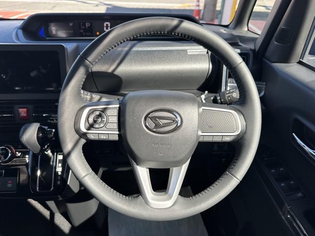 タント カスタムRS エコアイドルレス スマートキー LEDヘッドライト 両側パワースライドドア フルオートエアコン シートヒーター ロールサンシェード シートバックテーブル 革巻きハンドル フォグランプ オートライト(10枚目)