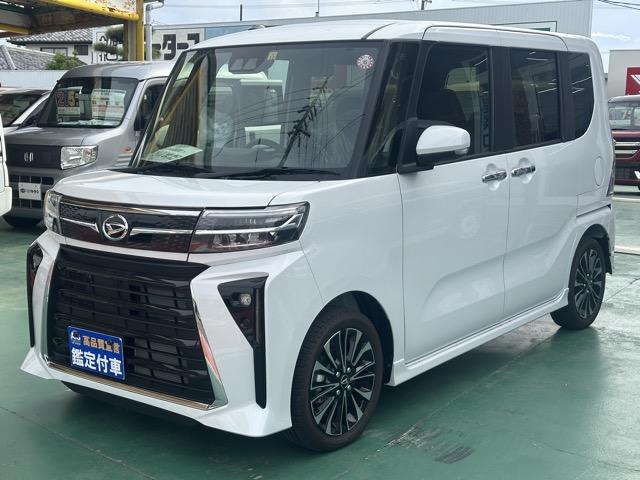 タント カスタムRS スマートキー LEDヘッドライト 両側パワースライドドア フルオートエアコン シートヒーター ロールサンシェード シートバックテーブル 革巻きハンドル USB充電ソケット フォグランプ 届出済未使用車(4枚目)