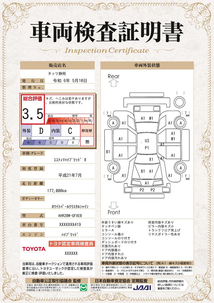 車両状態評価書