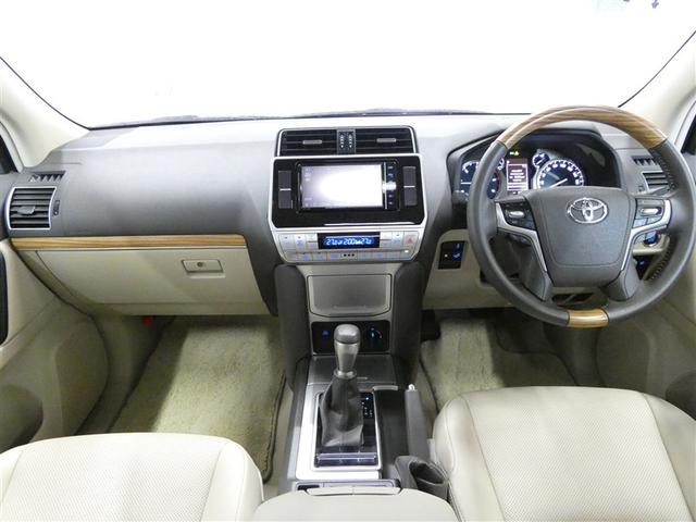 ランドクルーザープラド ＴＸ　Ｌパッケージ　整備記録簿　サンル－フ　横滑り防止機能　Ｂカメ　ナビＴＶ　衝突被害軽減　ワンオーナ　アルミ　運転席パワーシート　フルタイム４ＷＤ　本皮シート　クルコン　メモリーナビ　ＥＴＣ車載器　フルセグ地デジＴＶ（2枚目）