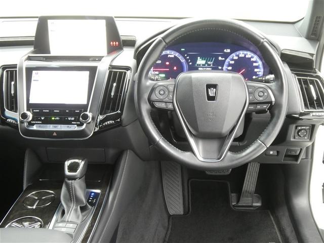 クラウンハイブリッド G-エグゼクティブ Four セーフティセンス ドラレコ付き LEDヘッドライト 純正アルミホイール リアスポイラー スマートキー ETC バックモニター CD/DVD再生付き フルセグメモリーナビ 本革シート オートエアコン(4枚目)