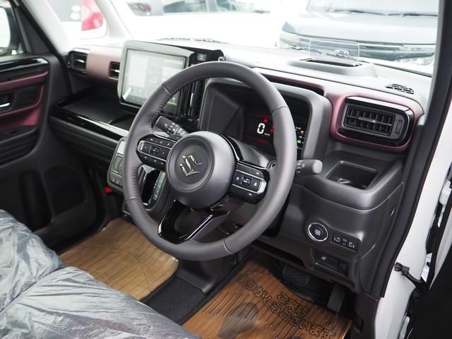 スペーシアカスタム ハイブリッドXSターボ 届出済未使用車 純正9インチ全方位ナビ スズキコネクト対応 デュアルセンサーブレーキサポートII 電動パーキングブレーキ 両側パワースライドドア ステアリングヒーター パドルシフト 誤発進抑制機能(7枚目)