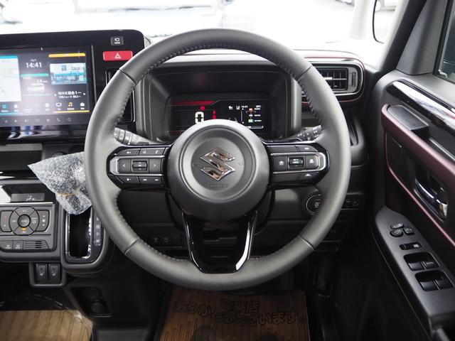 スペーシアカスタム ハイブリッドXSターボ 届出済未使用車 純正9インチ全方位ナビ スズキコネクト対応 デュアルセンサーブレーキサポートII 電動パーキングブレーキ 両側パワースライドドア ステアリングヒーター パドルシフト 誤発進抑制機能(39枚目)