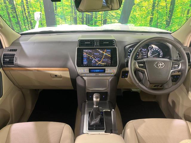 ランドクルーザープラド ＴＸ　Ｌパッケージ　禁煙車　７人乗　後期型　サンルーフ　ＢＩＧ－Ｘ９型ナビ　バックカメラ　シートエアコン　ルーフレール　前席パワーシート　ＥＴＣ　レーダークルーズコントロール　ＬＥＤライト　オートハイビーム　ベージュ革（3枚目）