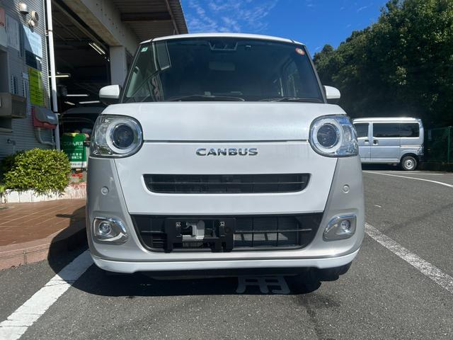 ムーヴキャンバス ストライプスＧ　冠水歴車ナビＴＶバックカメラ全方位モニタースマートキー２本Ｐスタートイモビ両側パワースライドドアスマートアシスト衝突軽減ブレーキ踏み間違え防止装置前席シートヒータードライブレコーダー禁煙車（3枚目）