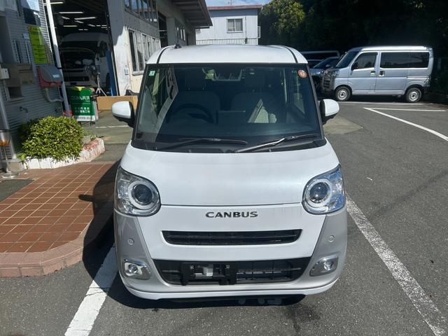 ムーヴキャンバス ストライプスＧ　冠水歴車ナビＴＶバックカメラ全方位モニタースマートキー２本Ｐスタートイモビ両側パワースライドドアスマートアシスト衝突軽減ブレーキ踏み間違え防止装置前席シートヒータードライブレコーダー禁煙車（4枚目）