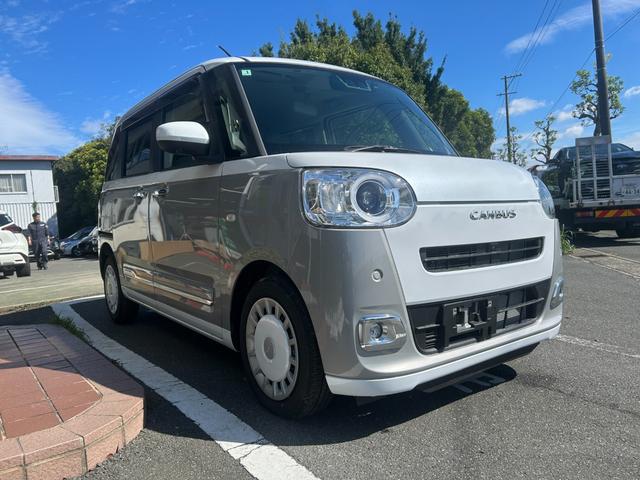 ムーヴキャンバス ストライプスＧ　冠水歴車ナビＴＶバックカメラ全方位モニタースマートキー２本Ｐスタートイモビ両側パワースライドドアスマートアシスト衝突軽減ブレーキ踏み間違え防止装置前席シートヒータードライブレコーダー禁煙車（5枚目）
