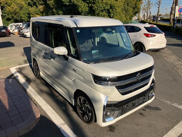 スペーシアカスタム ハイブリッドＸＳターボ　冠水歴車全方位モニター付ナビアップルカカープレイアンドロイドオート対応インタークーラーターボデュアルセンサーブレーキサポートＩＩアダプティブクルコン前席シートヒータードラレコＥＴＣ付両側パワスラ禁煙車（7枚目）