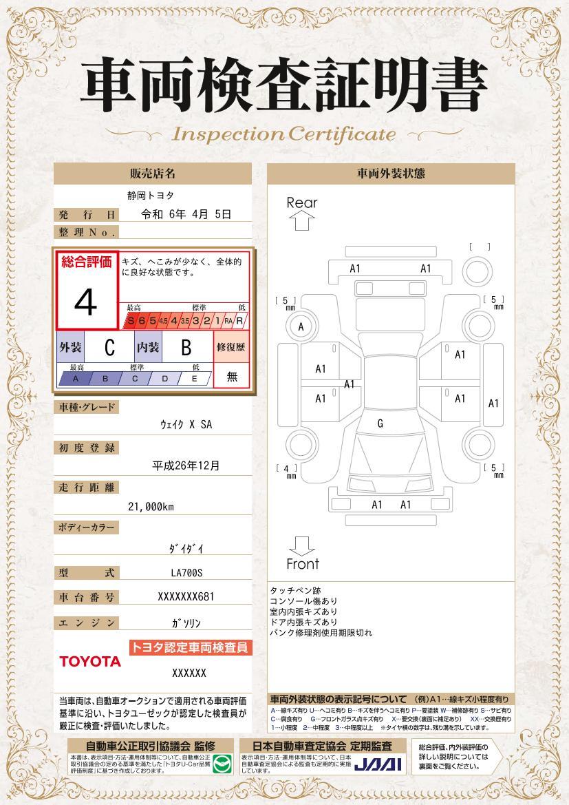 車両状態評価書