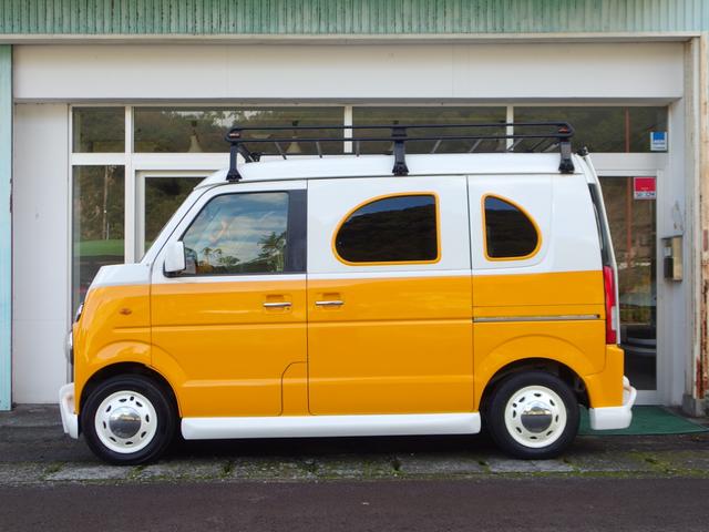 エブリイワゴン ＪＰ　ワーゲンバスルック　ルーフキャリア　皮調シートカバー　２列目モニター　外ナビ　フルセグ　ＥＴＣ　インパネ回り塗装（4枚目）