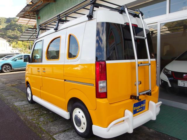 エブリイワゴン ＪＰ　ワーゲンバスルック　ルーフキャリア　皮調シートカバー　２列目モニター　外ナビ　フルセグ　ＥＴＣ　インパネ回り塗装（6枚目）