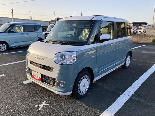 ムーヴキャンバス ストライプスG 14インチフルホイールキャップ LEDヘッドランプ LEDフォグランプ ホっとカップホルダー 両側パワースライドドア キーフリーシステム プッシュボタンスタート UVカットガラス(6枚目)