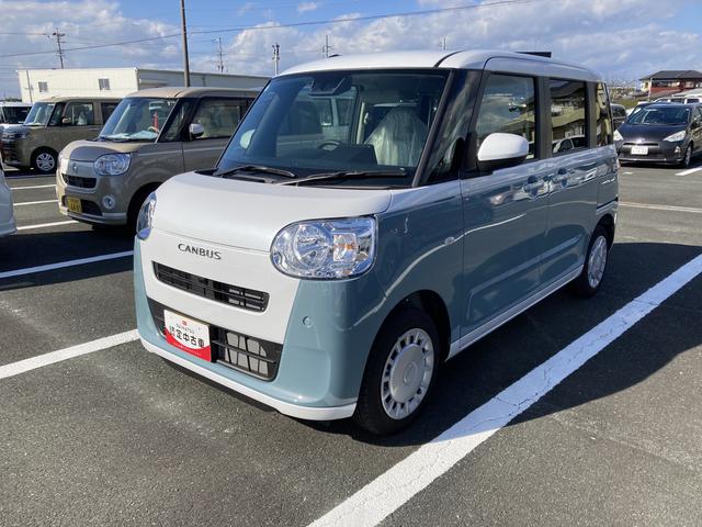 ムーヴキャンバス ストライプスＸ　ナビ付　ナビ付　１４インチフルホイールキャップ　キーフリーシステム　プッシュボタンスタート　ＵＶカットガラス　両側パワースライドドア　ハロゲンヘッドライト　ラゲージアンダーボックス（6枚目）