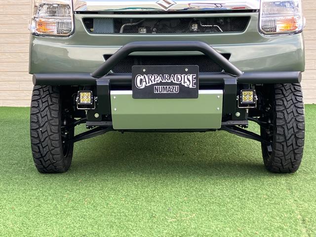 エブリイ ジョインターボ　４０ｍｍリフトアップ車　ブッシュバー　スキッドプレート　ＩＰＦフォグランプ　オープンカントリー　ブレーキホース延長ステー　ＲＳＲラテラルロッド　前後オリジナルショートバンパー　マフラーカッター（9枚目）