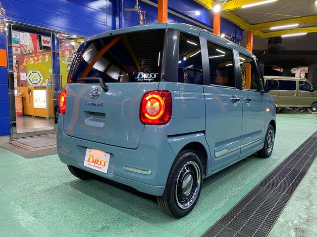 ムーヴキャンバス セオリーＧ　届出済未使用車　パノラマカメラ装着車　クリアランスソナー　レーンアシスト　ＬＥＤオートライト　両側パワースライドドア　シートヒーター　カラードディッシュホイール　ＢＯＳＳデザインフロアーマット（9枚目）