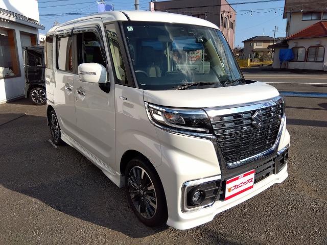 スペーシアカスタム ハイブリッドＸＳターボ☆８型ナビ☆修復歴無し☆禁煙車☆　８インチナビ・ＤＶＤ再生・ＣＤ録音・ＢＴｏｏｔｈ・Ｂカメラ・ＥＴＣ・前後ドラレコ・ハーフレザー＆ヒータ・パドルシフト・レーダーブレーキ・クルーズコント・ＬＥＤオートハイビーム・ＬＥＤフォグ・後方ソナー（4枚目）