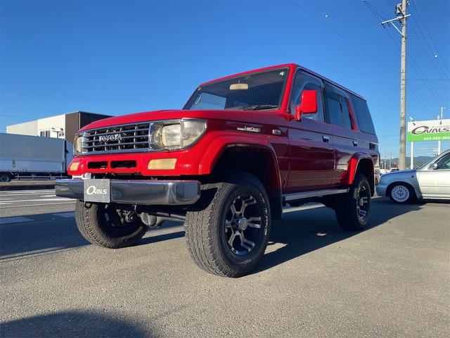 ランドクルーザープラド EXワイド EXワイド 2.4Lディーゼルターボ 5人乗り 1ナンバー登録車輛 サンルーフ リフトアップ 16インチアルミ 265/75R16ジオランダーAT-S ナビ フルセグTV ETC A/C修理済(3枚目)