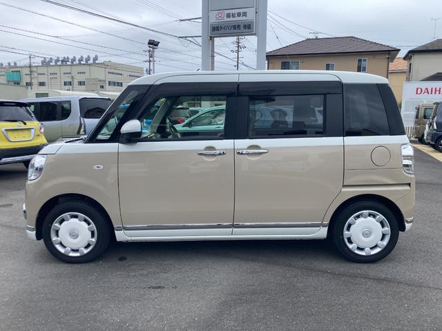 ムーヴキャンバス Ｘメイクアップリミテッド　ＳＡＩＩＩ　１４インチフルホイールキャップ　キーフリーシステム　両側パワースライドドア　オートエアコン（プッシュ式）　オートライト　置きラクボックス（5枚目）