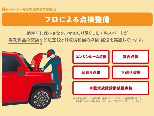 納車前には小さなクルマを知り尽くしたエキスパートが、消耗部品の交換など法定１２ヶ月点検相当の点検・整備を実施しております。