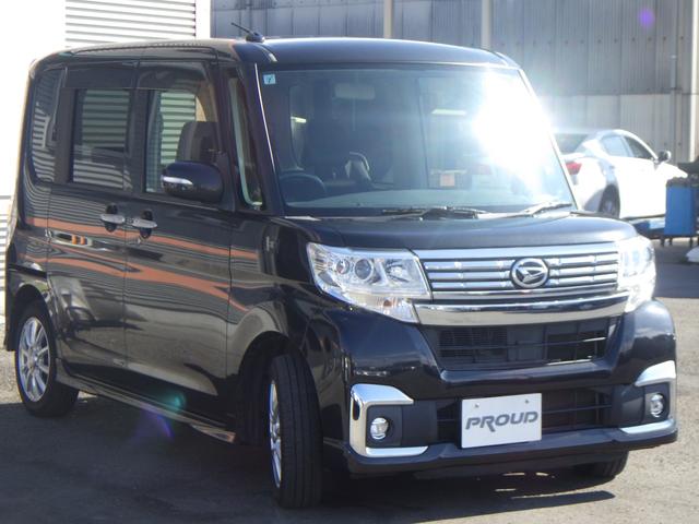 タント カスタムＸ　１年保証付　後期型　社外ナビ　ワンセグＴＶ　左側パワースライドドア　ＬＥＤヘッドライト　オートライト　スマートキー　プッシュスタート　社外アルミホイール　オートエアコン　電動格納ミラー　バニティミラー（5枚目）