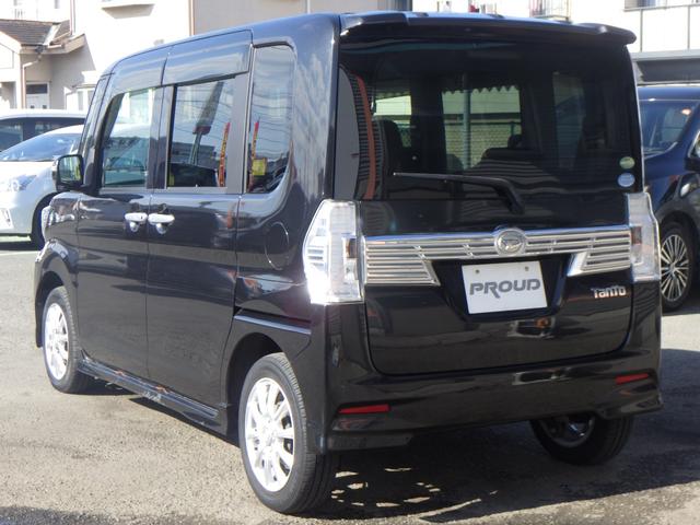 タント カスタムＸ　１年保証付　後期型　社外ナビ　ワンセグＴＶ　左側パワースライドドア　ＬＥＤヘッドライト　オートライト　スマートキー　プッシュスタート　社外アルミホイール　オートエアコン　電動格納ミラー　バニティミラー（10枚目）