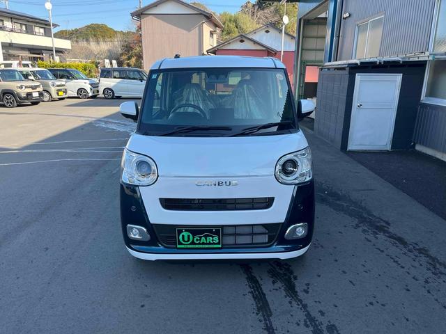 ムーヴキャンバス ストライプスＧ　ＥＴＣ　全周囲カメラ　両側電動スライドドア　ＴＶ　クリアランスソナー　衝突被害軽減システム　ＬＥＤヘッドランプ　スマートキー　アイドリングストップ　電動格納ミラー　シートヒーター　ベンチシート　ＣＶＴ（12枚目）