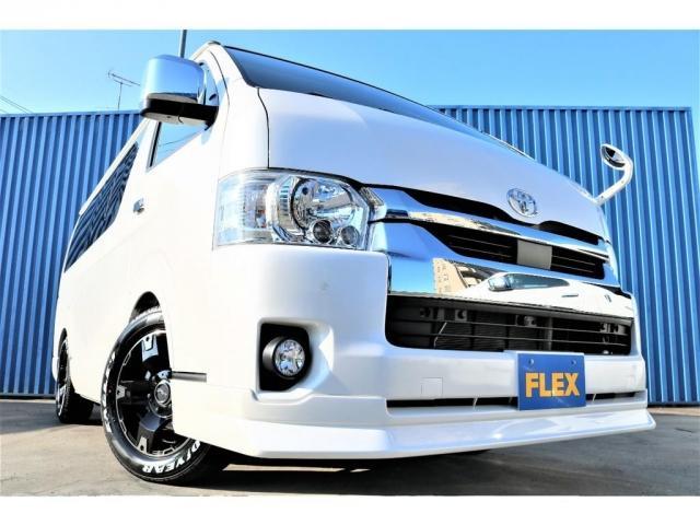 GL ロング FLEXオリジナル内装架装Ver1.5デニム仕様 2インチローダウン FLEXフロントスポイラー FLEXオーバーフェンダー FLEXホイールDELF03 ナビ ビルトインETC フリップモニター(4枚目)