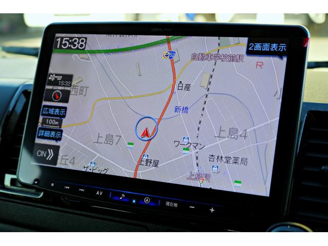 ハイエースバン スーパーGL ダークプライムII バットフェイスボンネット モデリスタフルエアロ リアバンパー FLEXオーバーフェンダー FLEXアルティメットVer2テール FLEXバルベロHEXホイール アルパインBIGX11インチナビ(4枚目)