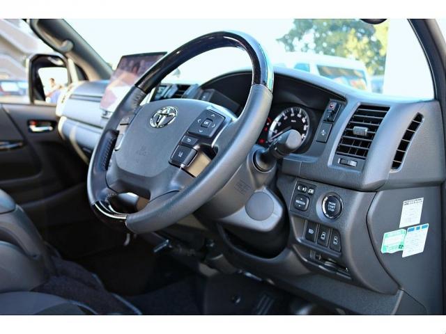 ハイエースバン スーパーGL ダークプライムII バットフェイスボンネット モデリスタフルエアロ リアバンパー FLEXオーバーフェンダー FLEXアルティメットVer2テール FLEXバルベロHEXホイール アルパインBIGX11インチナビ(8枚目)